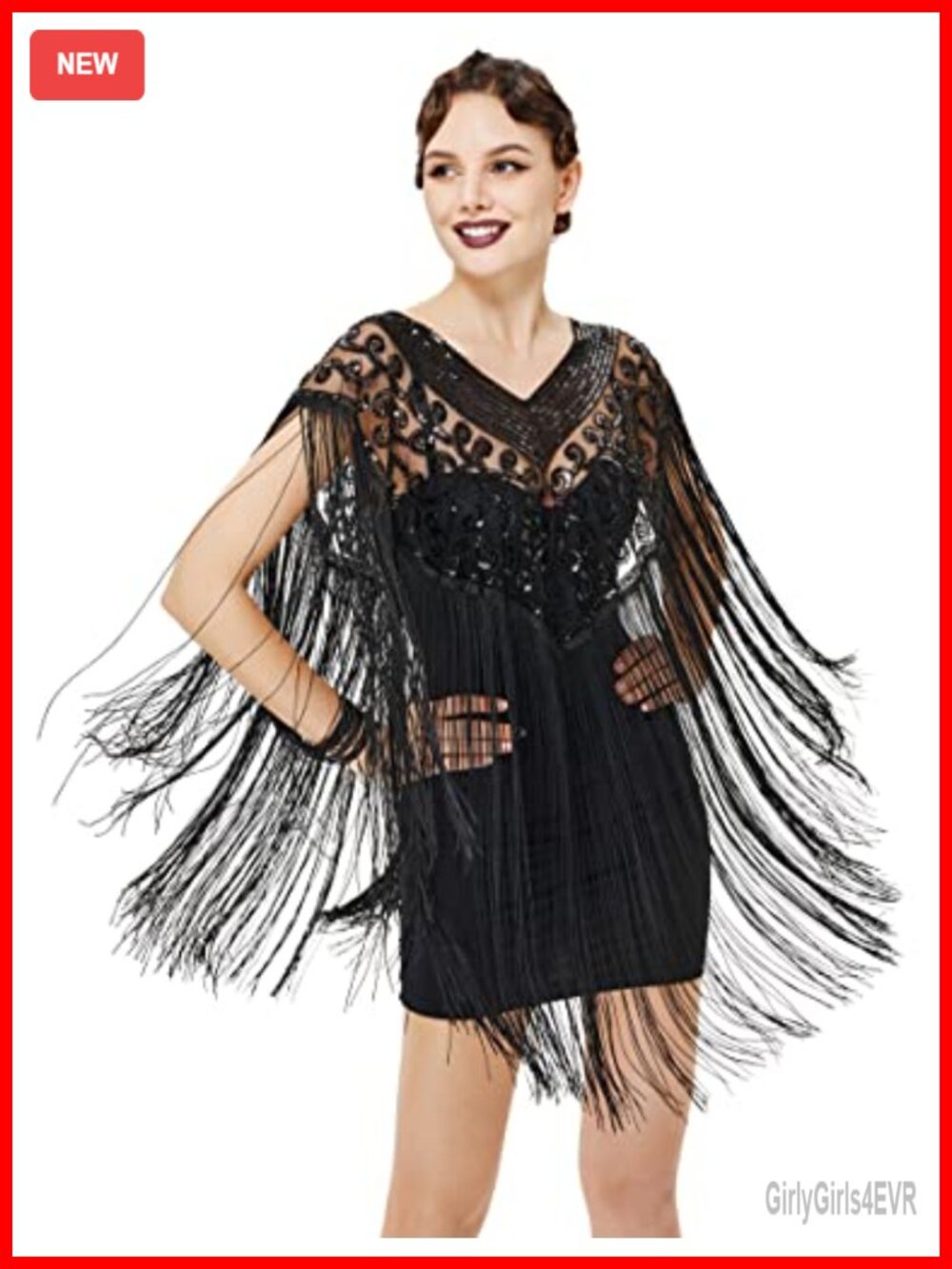 Fringed Evening Wrap Sequin Beaded Shawl Gatsby 1920s Cover Up